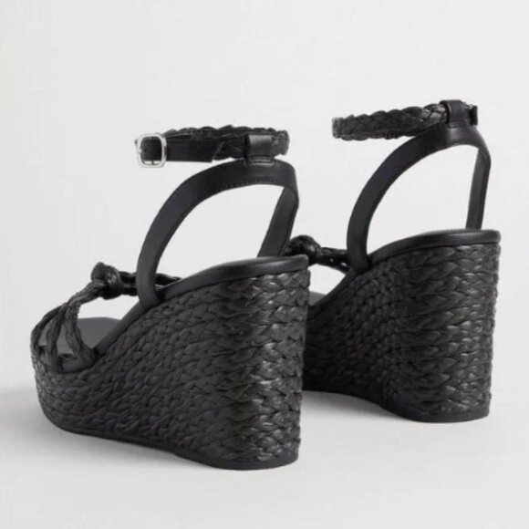 Size 11 - TORRID - WW Black Strappy Raffia Platform Wedge NEW - Picture 4 of 6
